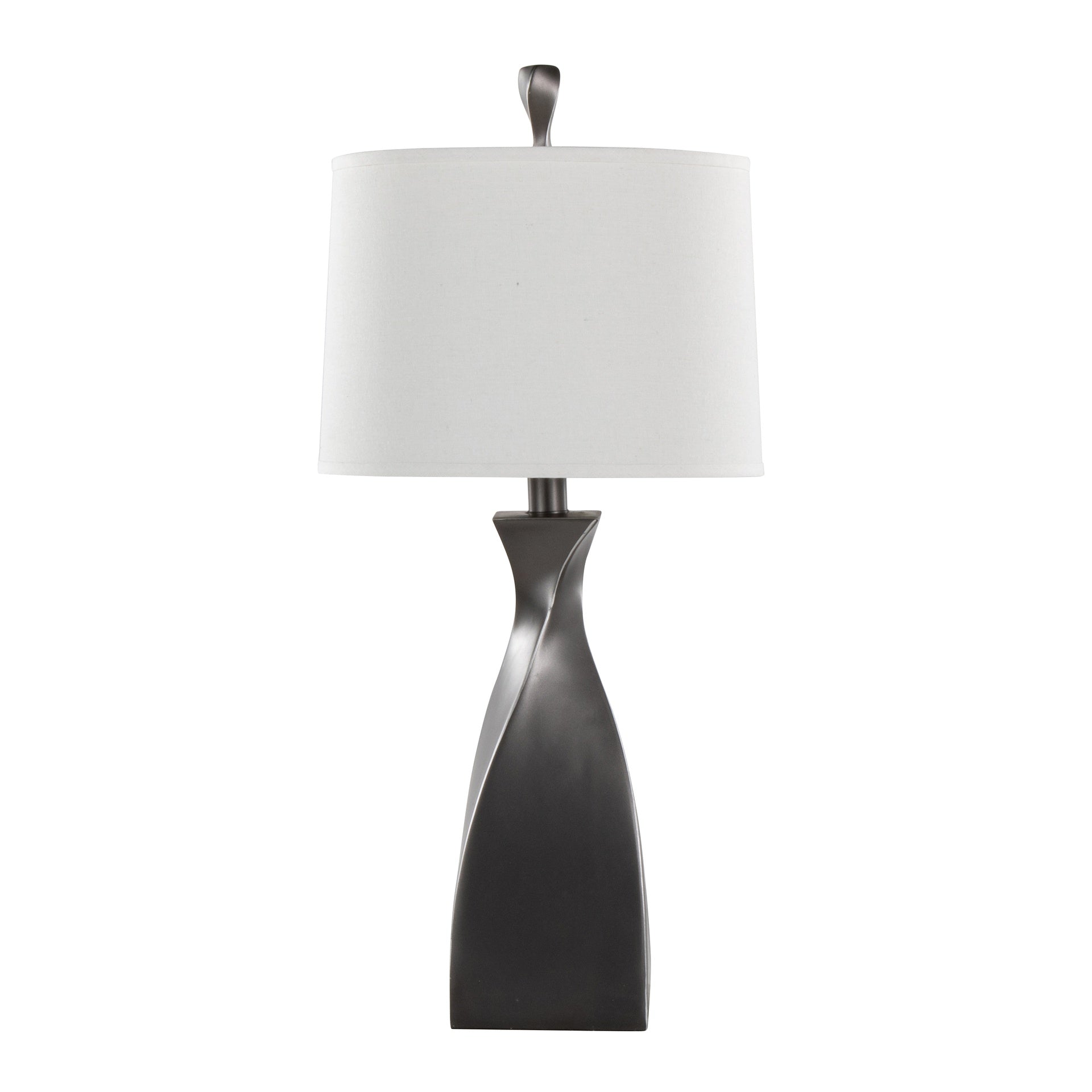 Curvo 30" Contemporary Polyresin Table Lamp in Rubbed Grey Slate Polyresin with White Linen Shade from Grandview Gallery by LumiSource - Set of 2