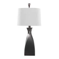Curvo 30" Contemporary Polyresin Table Lamp in Rubbed Grey Slate Polyresin with White Linen Shade from Grandview Gallery by LumiSource - Set of 2