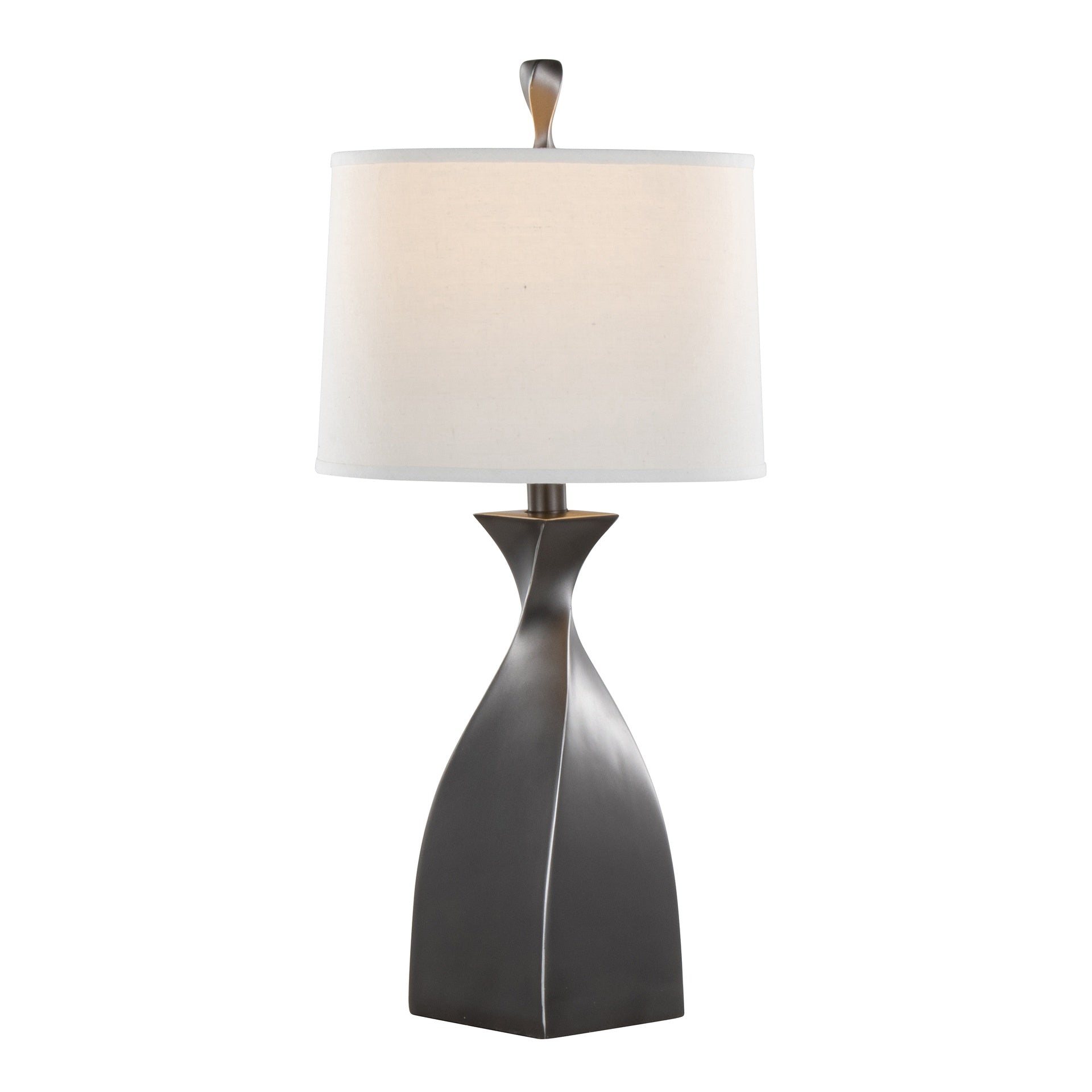 Curvo 30" Contemporary Polyresin Table Lamp in Rubbed Grey Slate Polyresin with White Linen Shade from Grandview Gallery by LumiSource - Set of 2