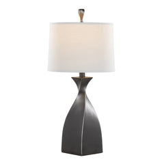Curvo 30" Contemporary Polyresin Table Lamp in Rubbed Grey Slate Polyresin with White Linen Shade from Grandview Gallery by LumiSource - Set of 2