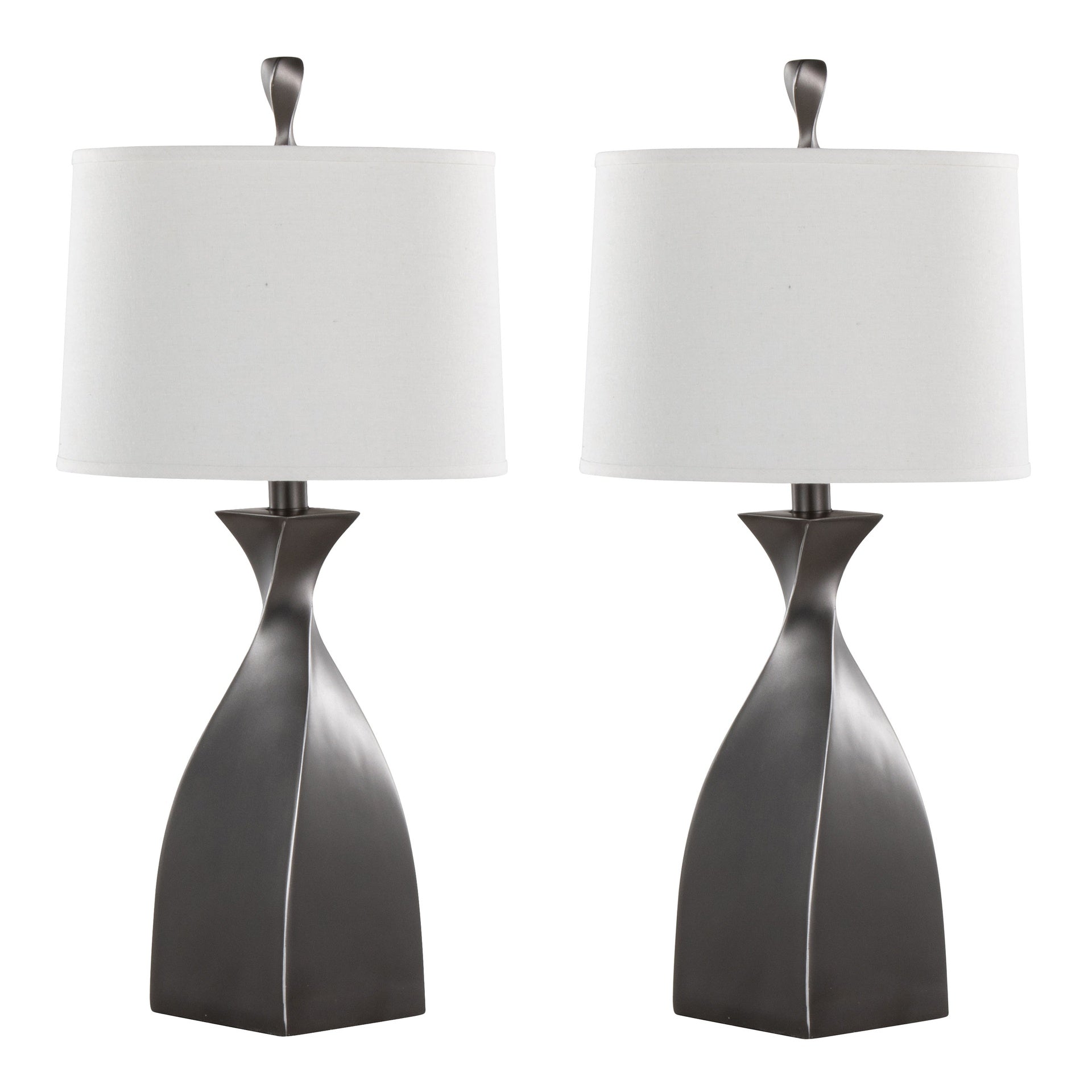 Curvo 30" Contemporary Polyresin Table Lamp in Rubbed Grey Slate Polyresin with White Linen Shade from Grandview Gallery by LumiSource - Set of 2