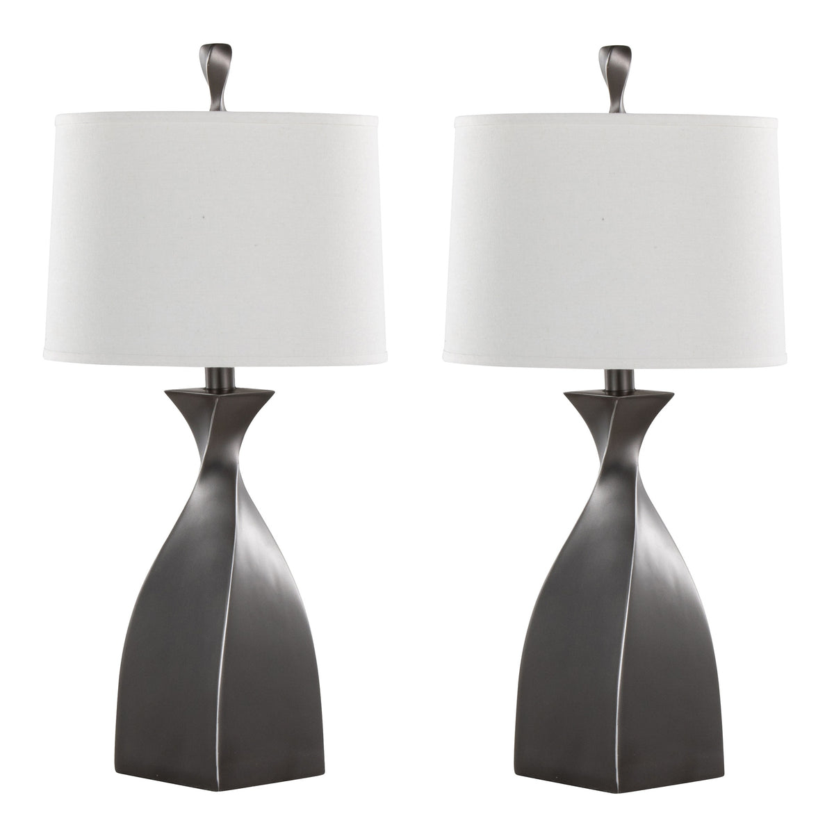 Curvo 30" Contemporary Polyresin Table Lamp in Rubbed Grey Slate Polyresin with White Linen Shade from Grandview Gallery by LumiSource - Set of 2