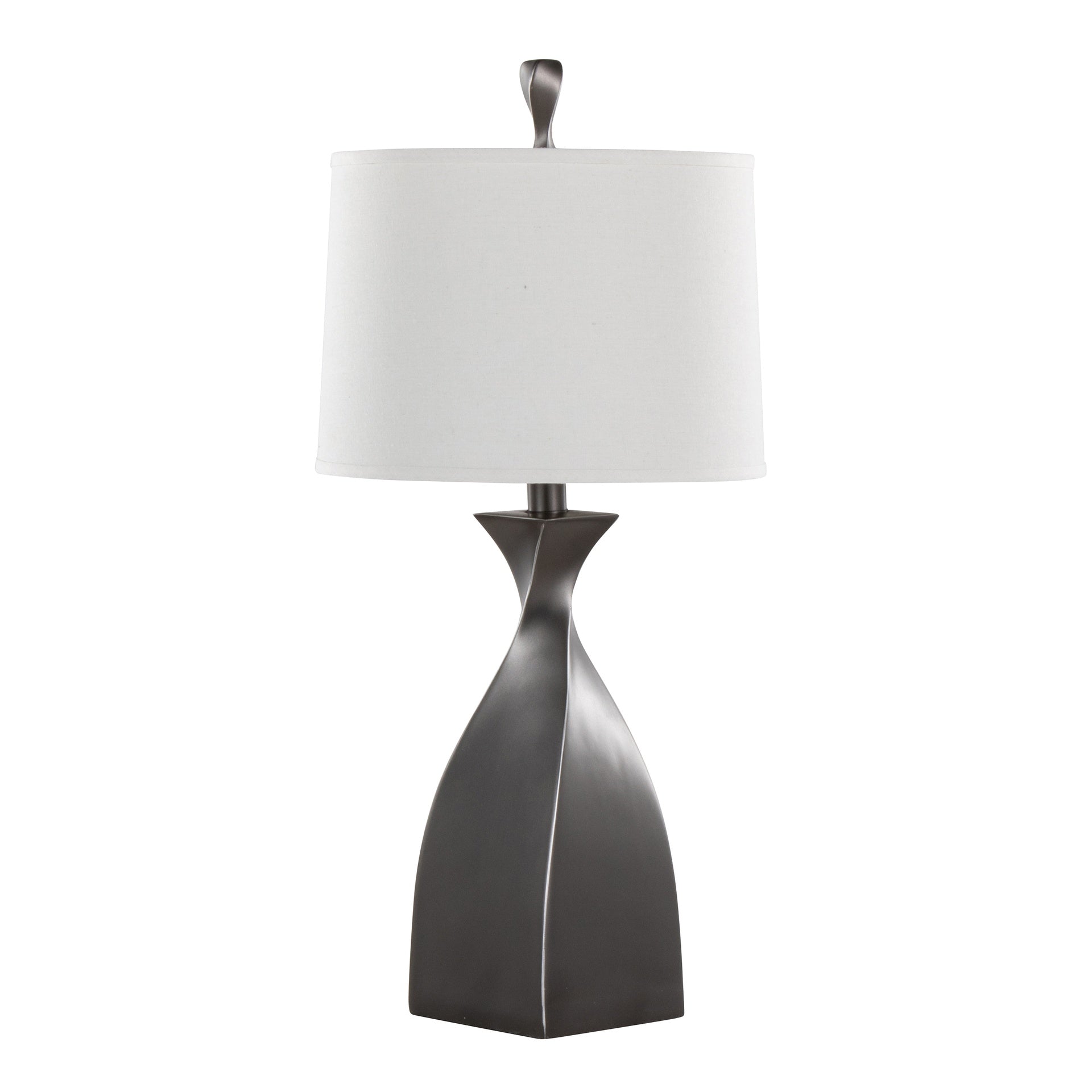 Curvo 30" Contemporary Polyresin Table Lamp in Rubbed Grey Slate Polyresin with White Linen Shade from Grandview Gallery by LumiSource - Set of 2