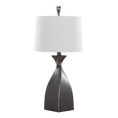 Curvo 30" Contemporary Polyresin Table Lamp in Rubbed Grey Slate Polyresin with White Linen Shade from Grandview Gallery by LumiSource - Set of 2