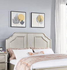 Traditional Style Eastern King Size Bed 1pc Two Panel Bed Silver Finish Bedroom Furniture
