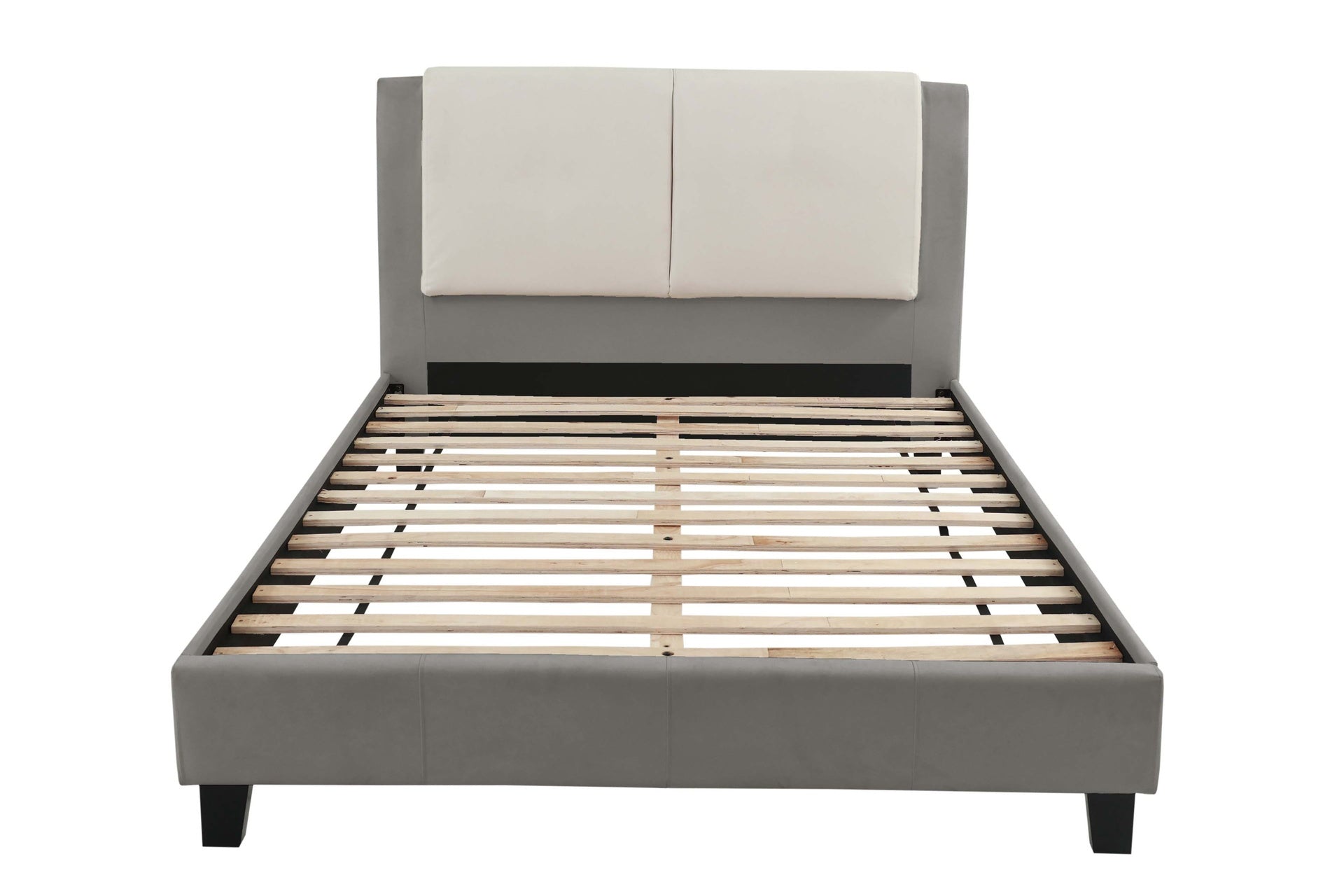 Modern Style 1pc Eastern King Size Bed Set Plastic Legs Two Tone Upholstered Headboard Bedroom Furniture