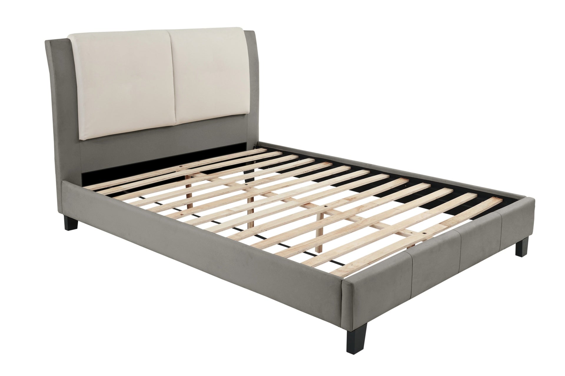 Modern Style 1pc Eastern King Size Bed Set Plastic Legs Two Tone Upholstered Headboard Bedroom Furniture
