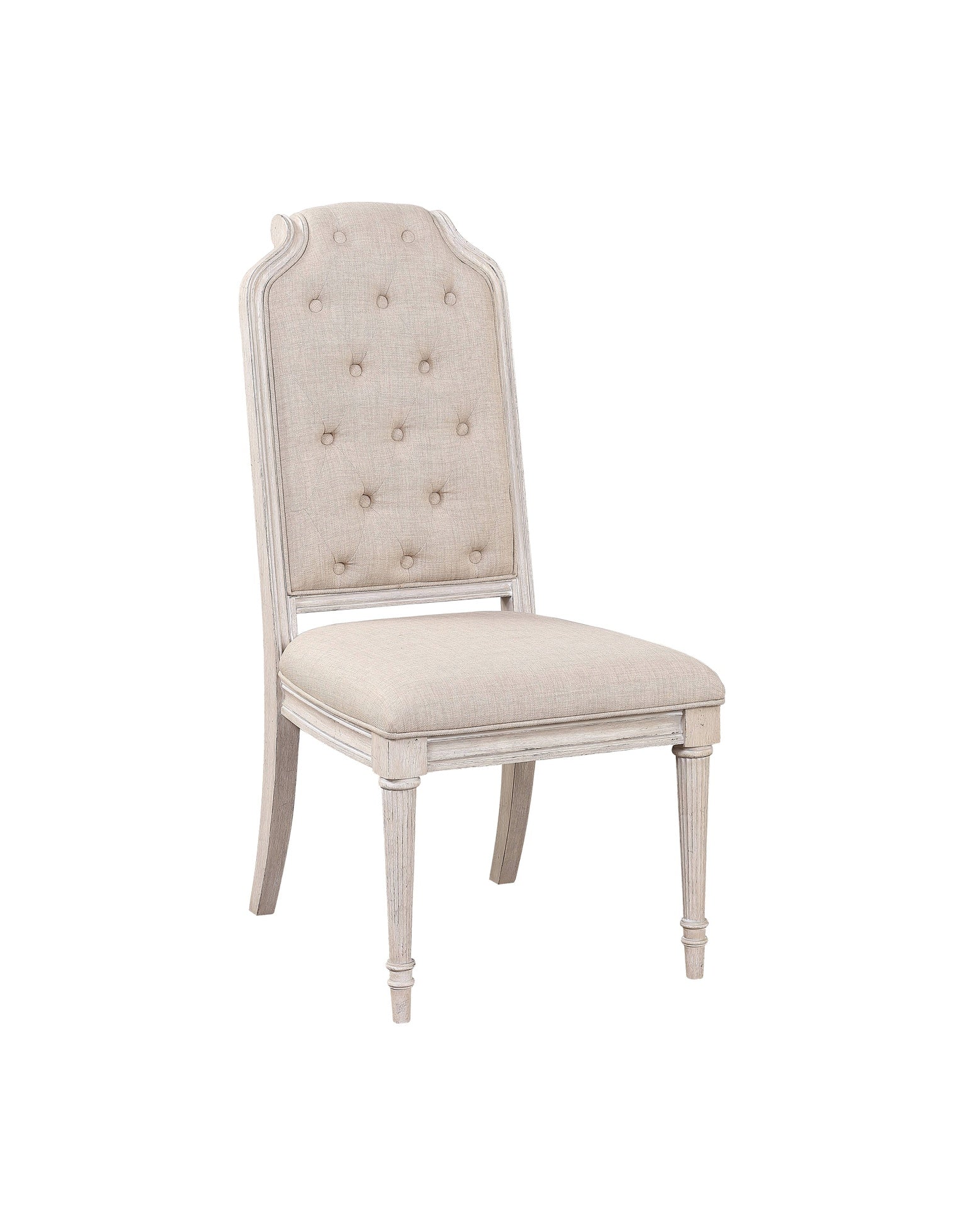 Wynsor Fabric & Antique Champagne Finish Side Chair(Set of 2)