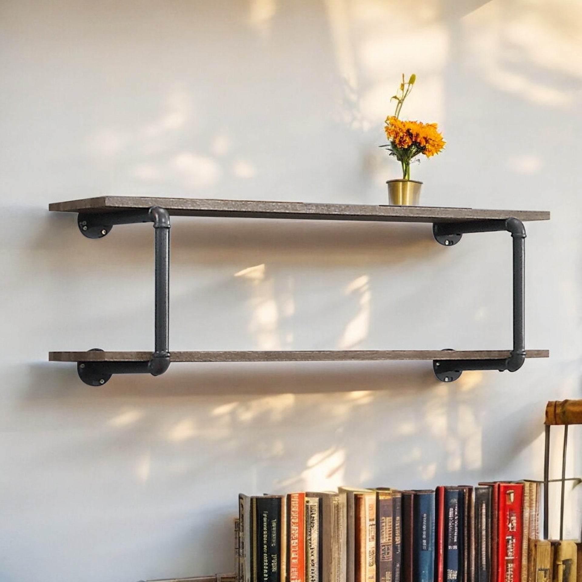 Brantley Antique Oak & Sandy Gray Finish Wall Rack