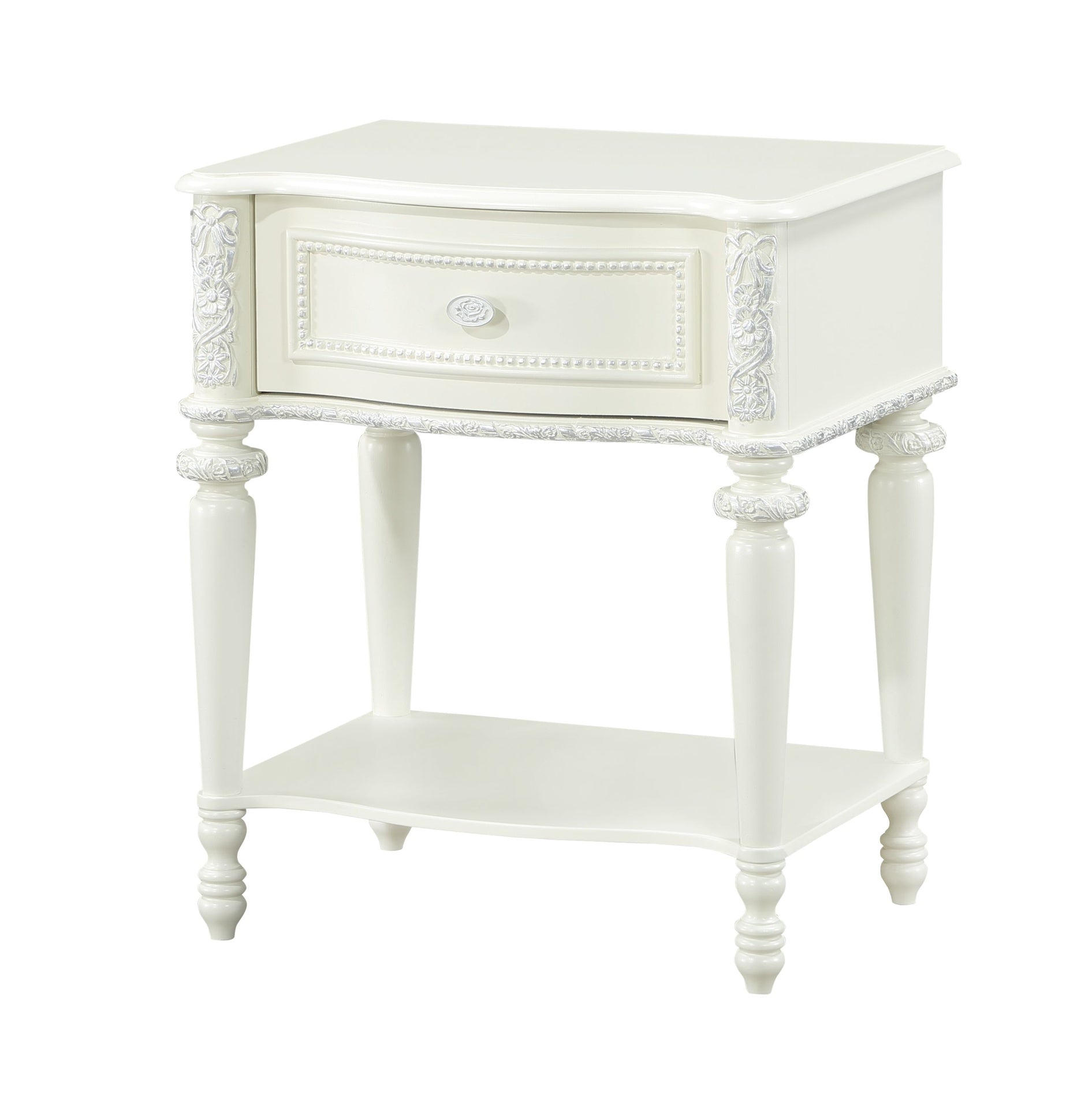 Dorothy Ivory Finish Nightstand W/1 Drawer