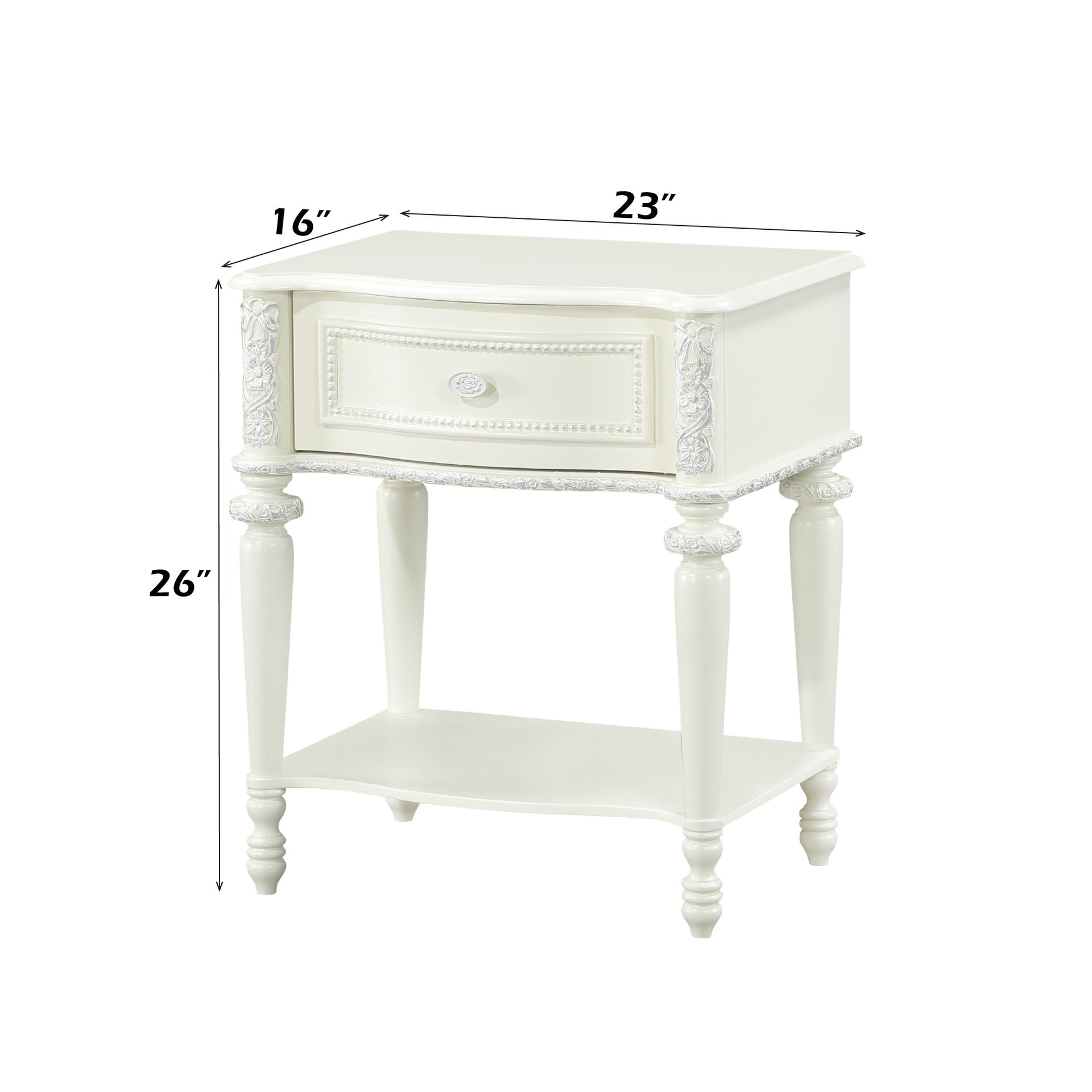 Dorothy Ivory Finish Nightstand W/1 Drawer