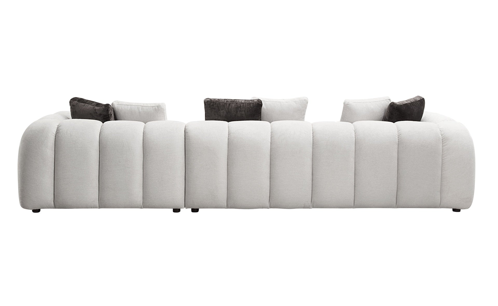 Manilla Ivory White Linen Sectional Sofa w/8 Pillows