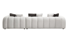 Manilla Ivory White Linen Sectional Sofa w/8 Pillows