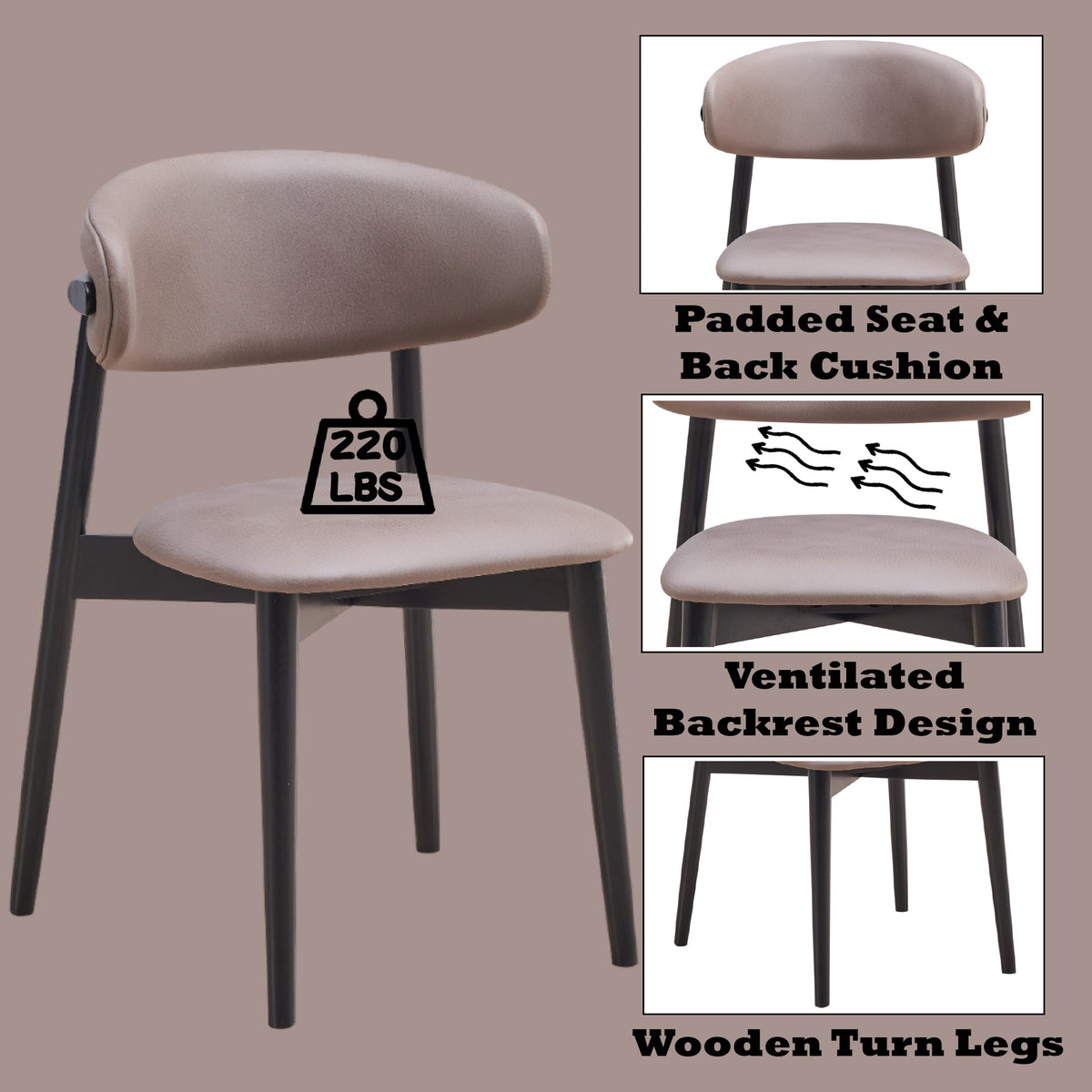 Lanae Natural & Black Finish 5 Pcs Dining Room Set
