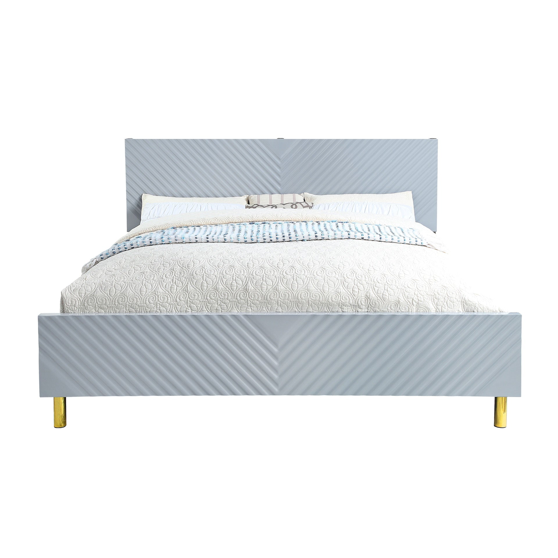 Gaines Gray High Gloss Finish Queen Bed