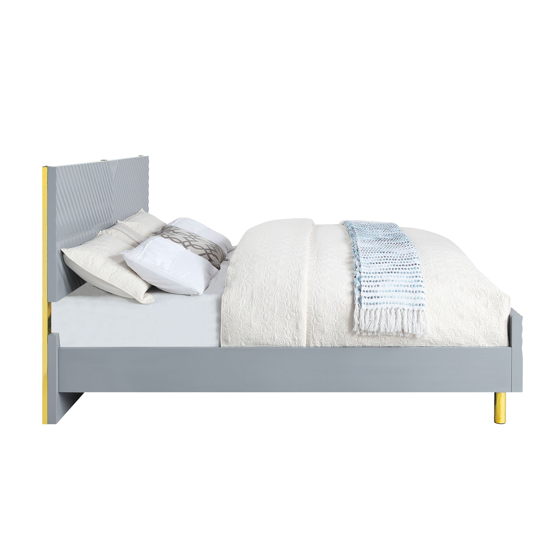 Gaines Gray High Gloss Finish Queen Bed