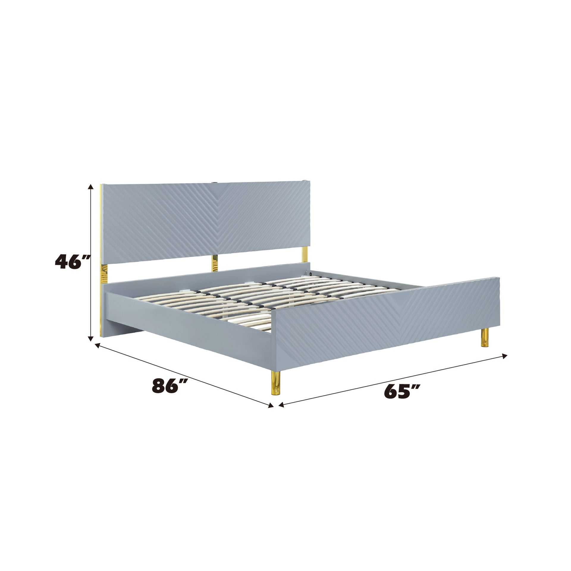 Gaines Gray High Gloss Finish Queen Bed