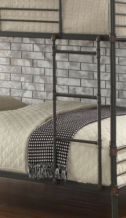 Brantley Sandy Black & Dark Bronze Hand-Brushed Finish Double Queen Bunk Bed