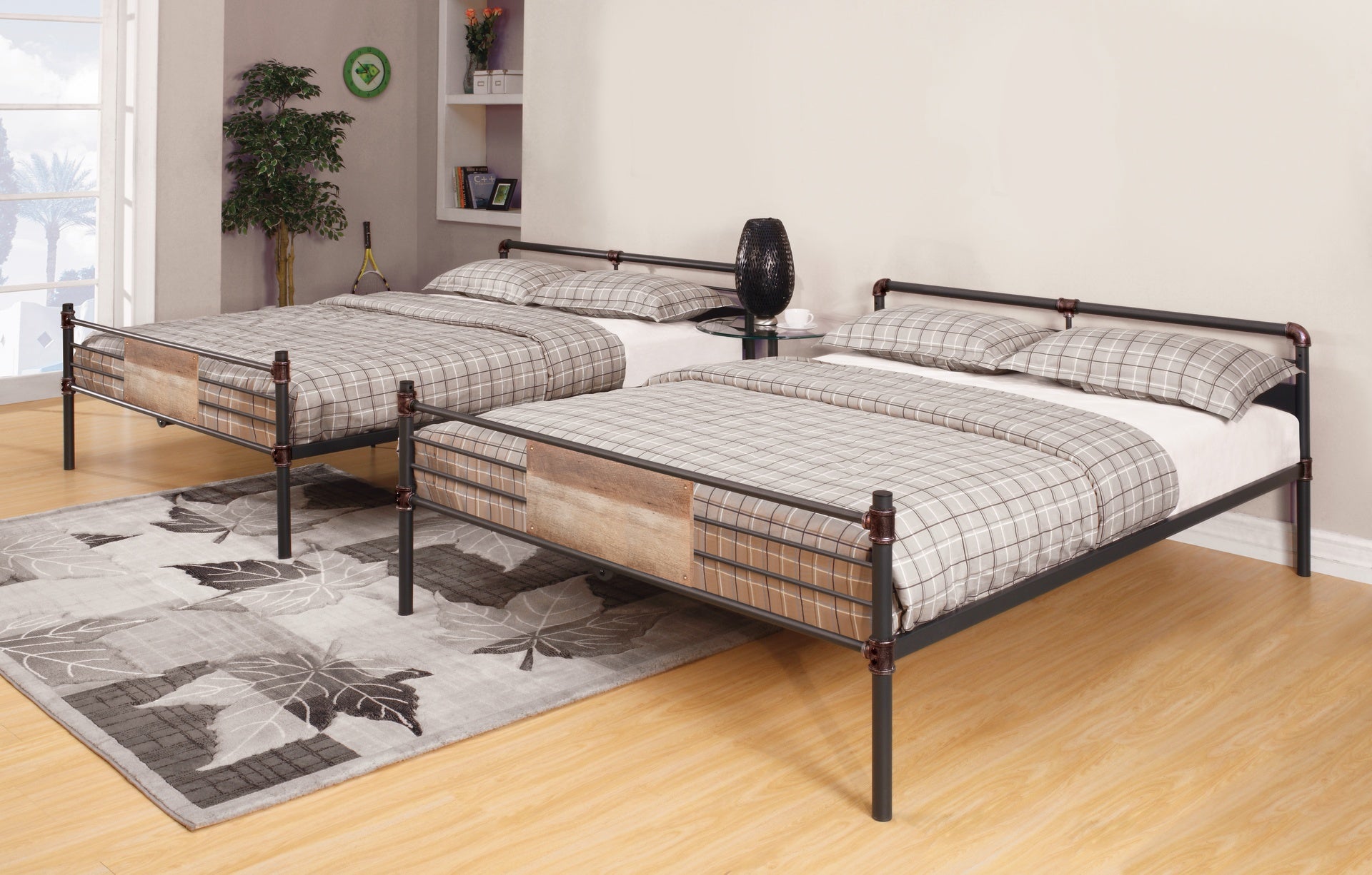 Brantley Sandy Black & Dark Bronze Hand-Brushed Finish Double Queen Bunk Bed