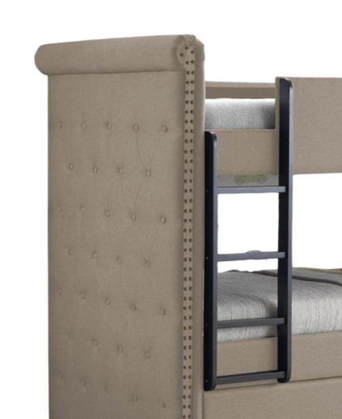 Romana II Beige Fabric Finish Twin/Twin Bunk Bed W/Trundle
