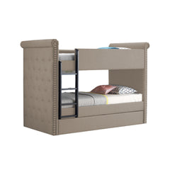 Romana II Beige Fabric Finish Twin/Twin Bunk Bed W/Trundle
