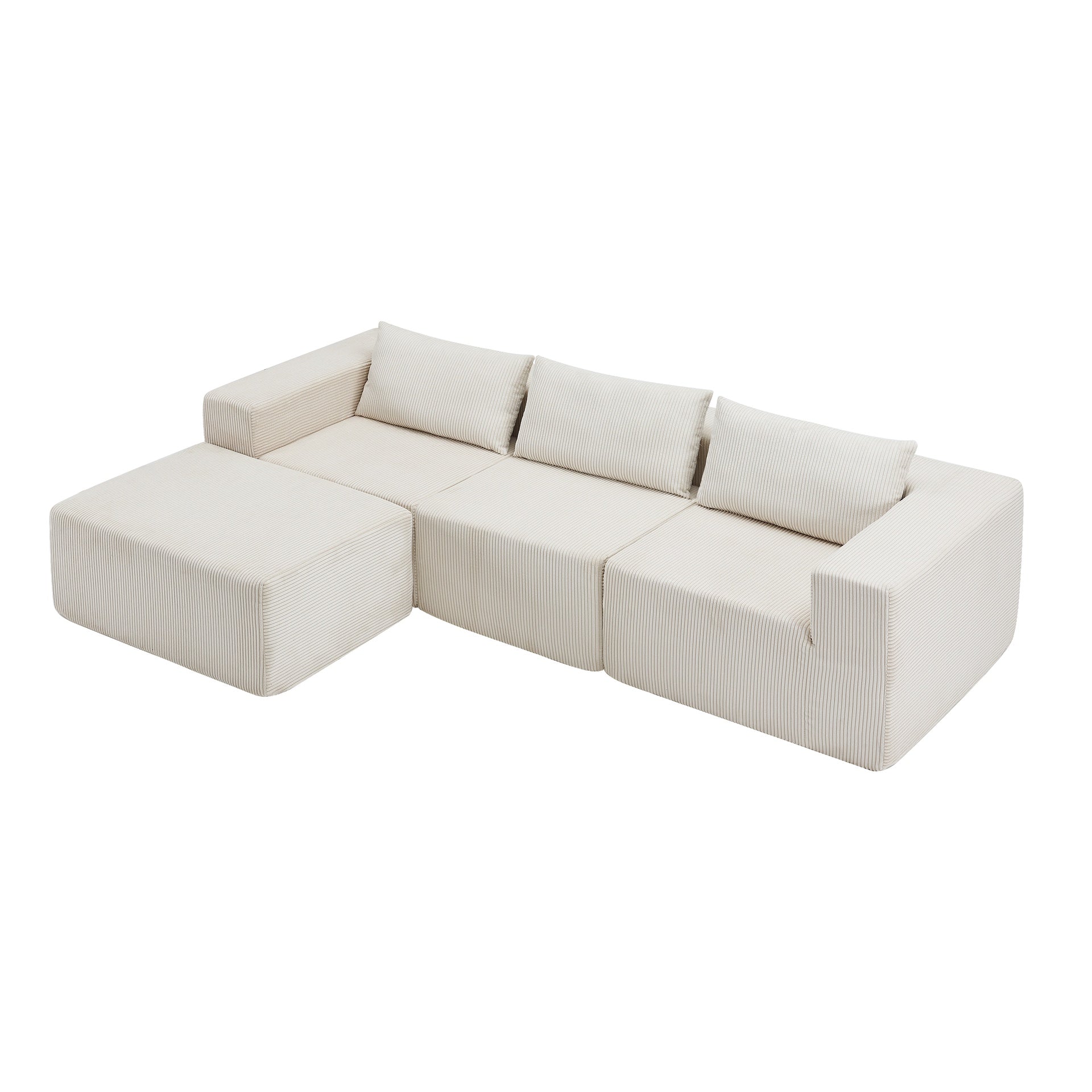 107" Compressed Sectional Sofas (Beige)