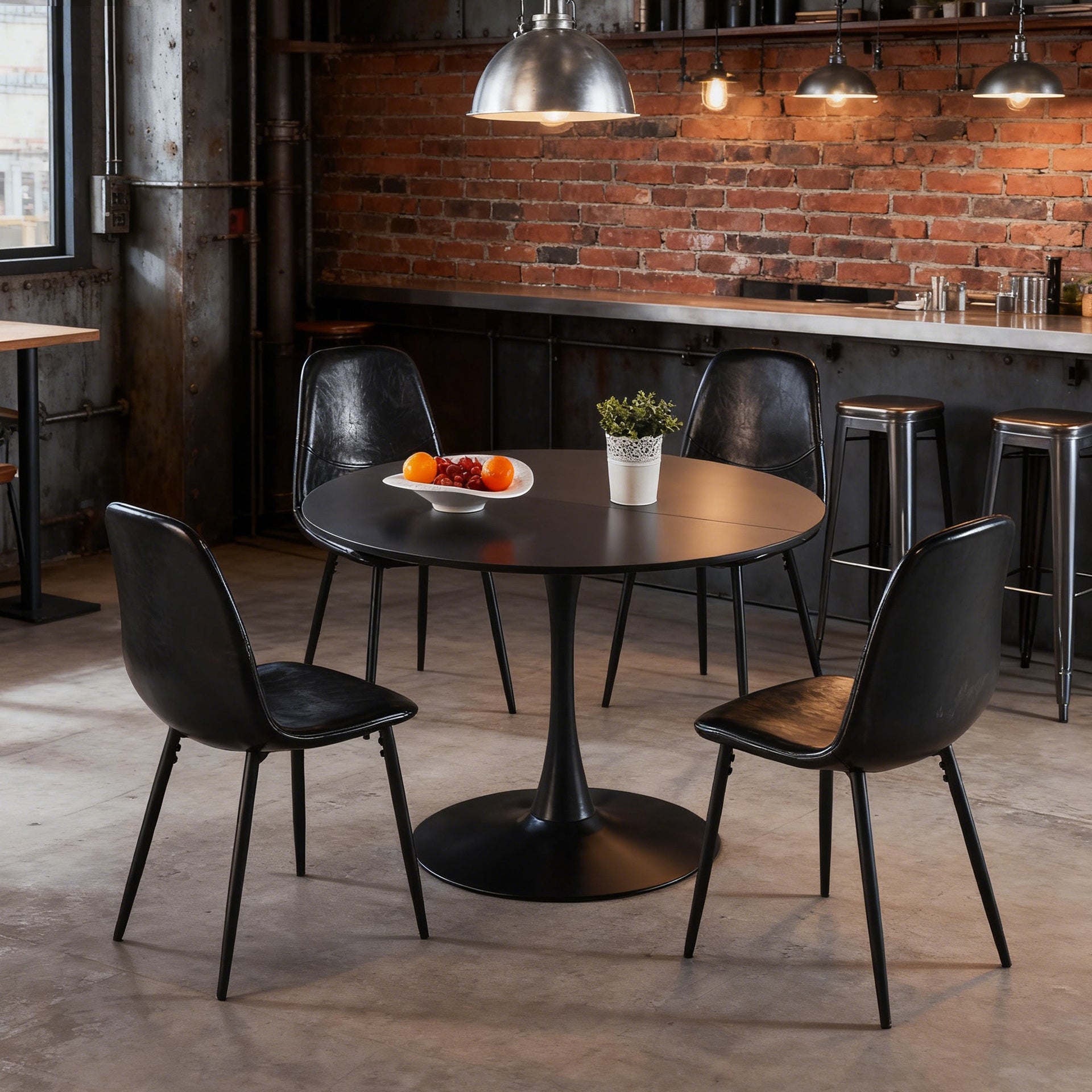 PVC Dining CHAIR 4PCS BLACK