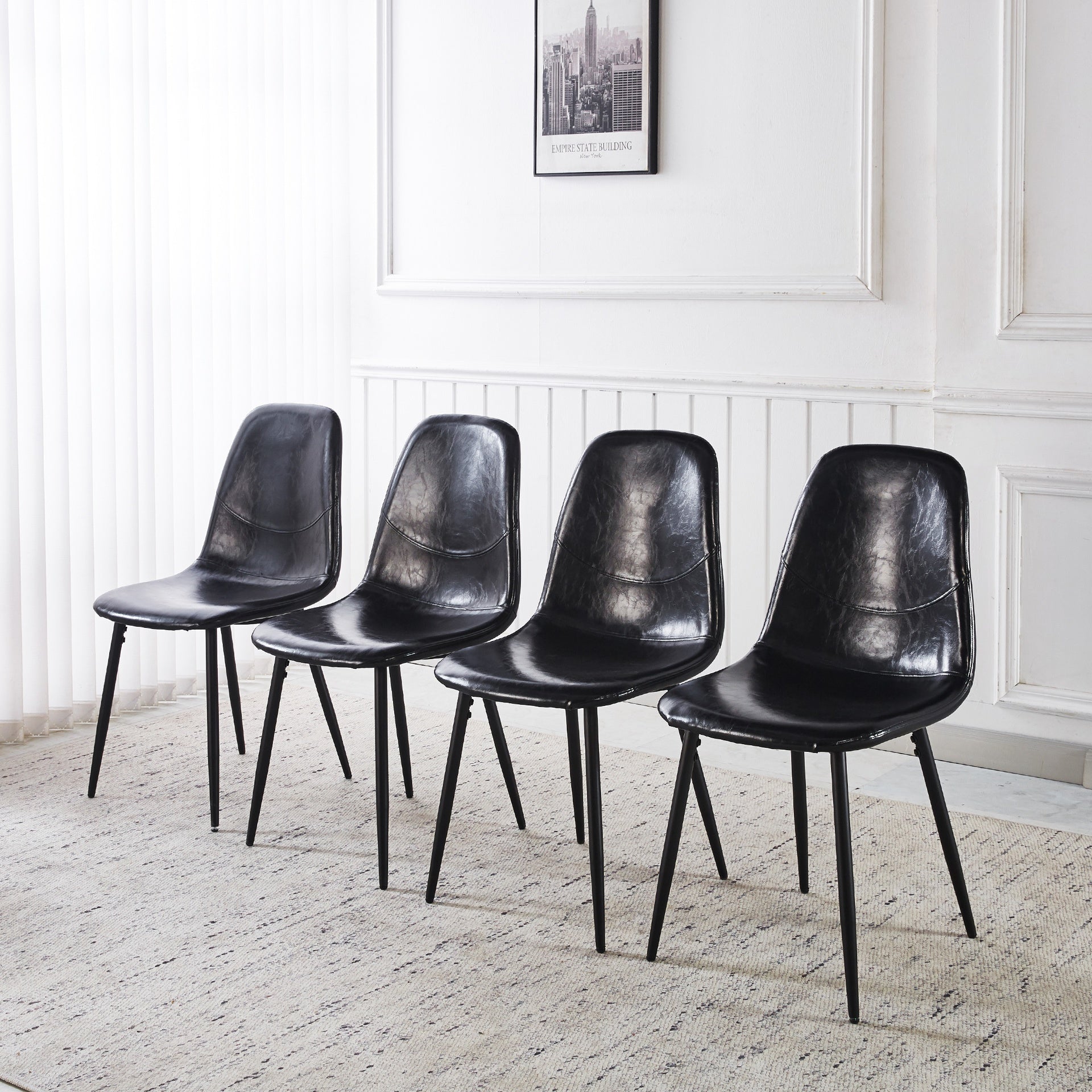 PVC Dining CHAIR 4PCS BLACK