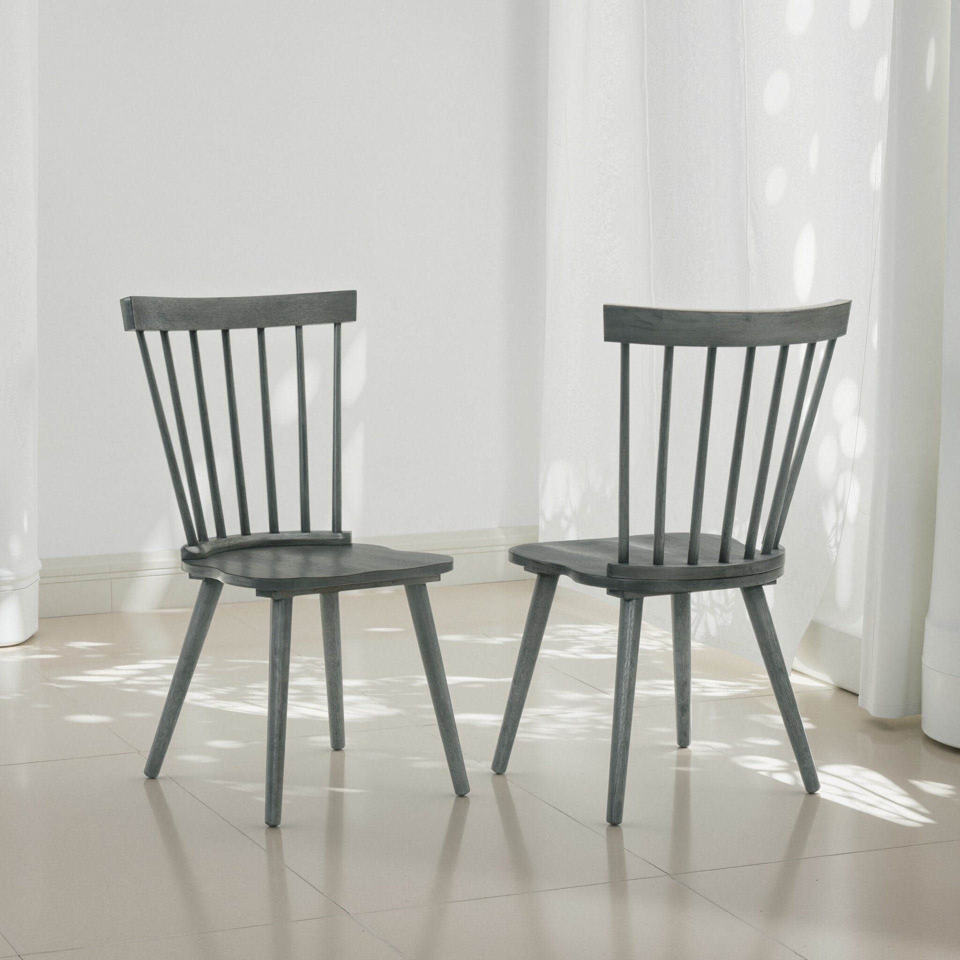 [Set of 2] Rustic Farmhouse Dining Chairs, Solid Wood Side Chairs for Kitchen & Dining Room, Easy Assembly