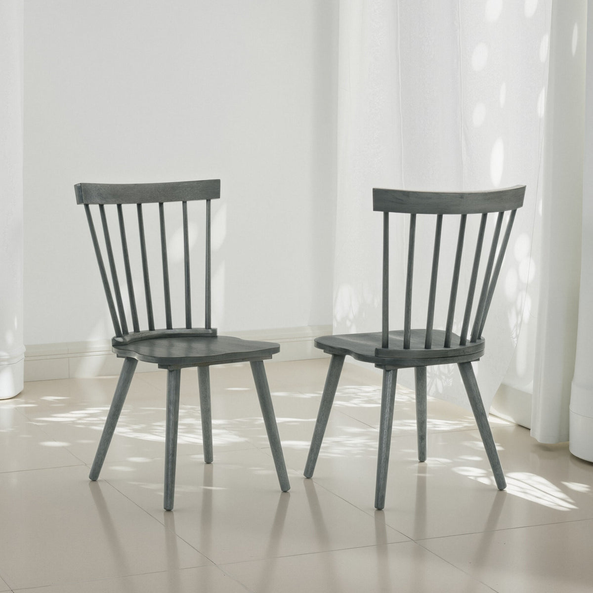 [Set of 2] Rustic Farmhouse Dining Chairs, Solid Wood Side Chairs for Kitchen & Dining Room, Easy Assembly