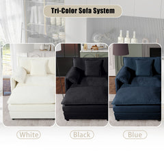 Oversized Deep Seat Sectional Cloud Sofa Sleeper with 3 Ottomans & Soft Pillows, Modular Couch Bed for Living Room, Apartment, DIY Combination Chenille,Black