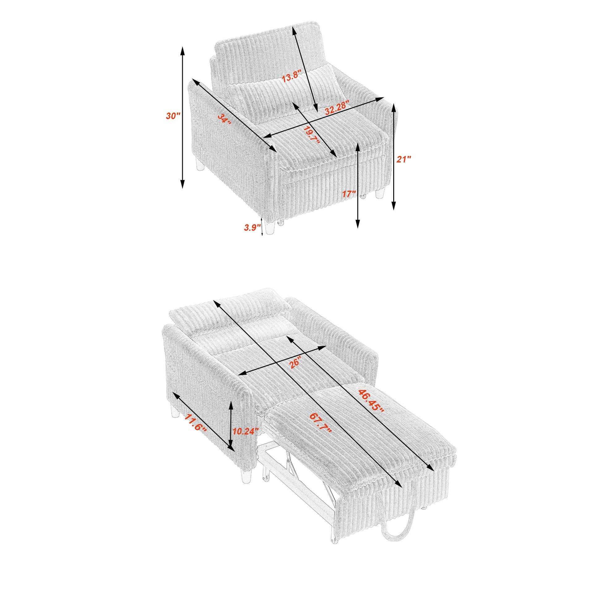 Beige comfortable chair for Small apartment Bedroom space Balcony Small sofa bed Lazy Small sofa Sofa with a pillow