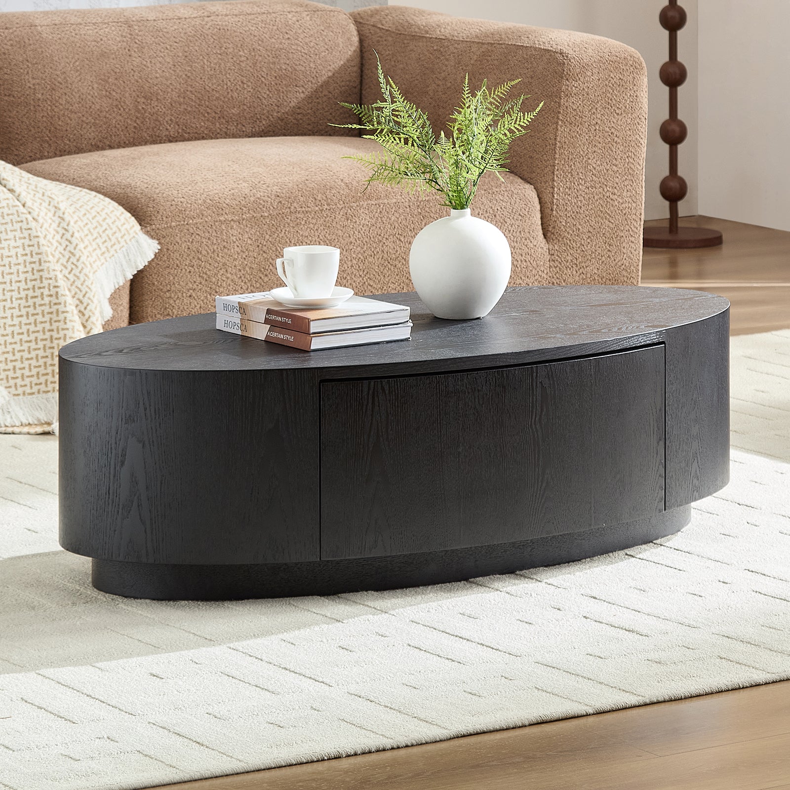 Modern Luxury Oval Coffee Table, Elegant Living Room Accent Piece