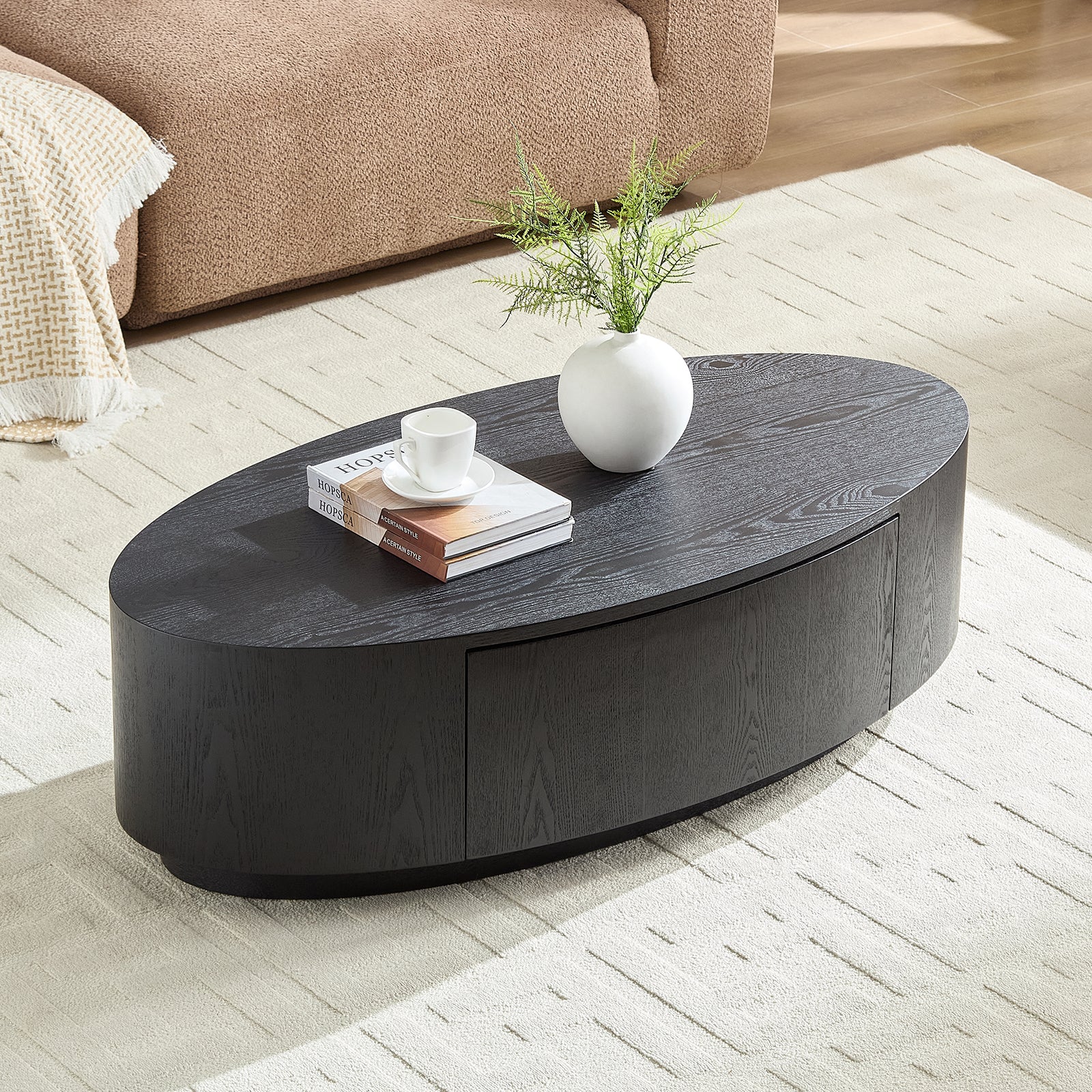 Modern Luxury Oval Coffee Table, Elegant Living Room Accent Piece