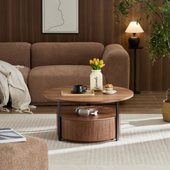 Wood Coffee Table Round, Rustic Charm For Living Room Decor