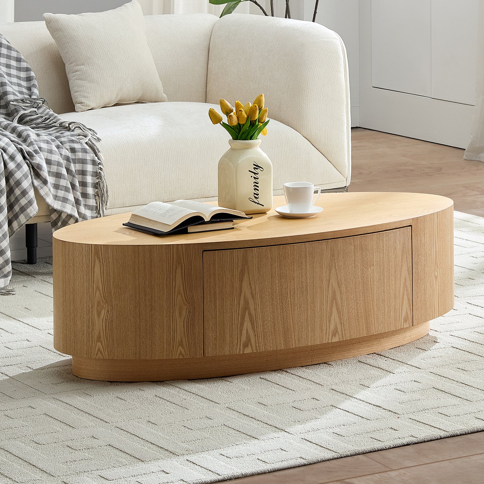 Modern Luxury Oval Coffee Table, Elegant Living Room Accent Piece