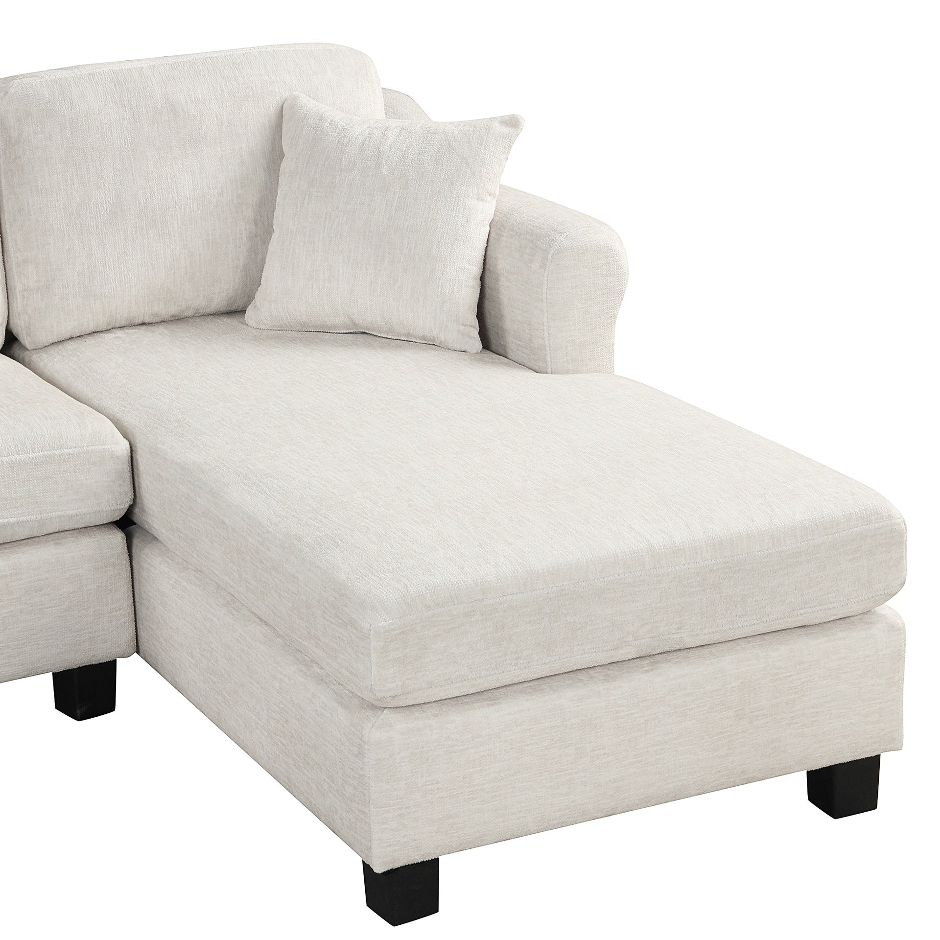 Sectional Sofa 111.8" U-shaped Sofa Chenille Upholstered Sofa Couch with Movable Storage Ottoman for Living Room, White