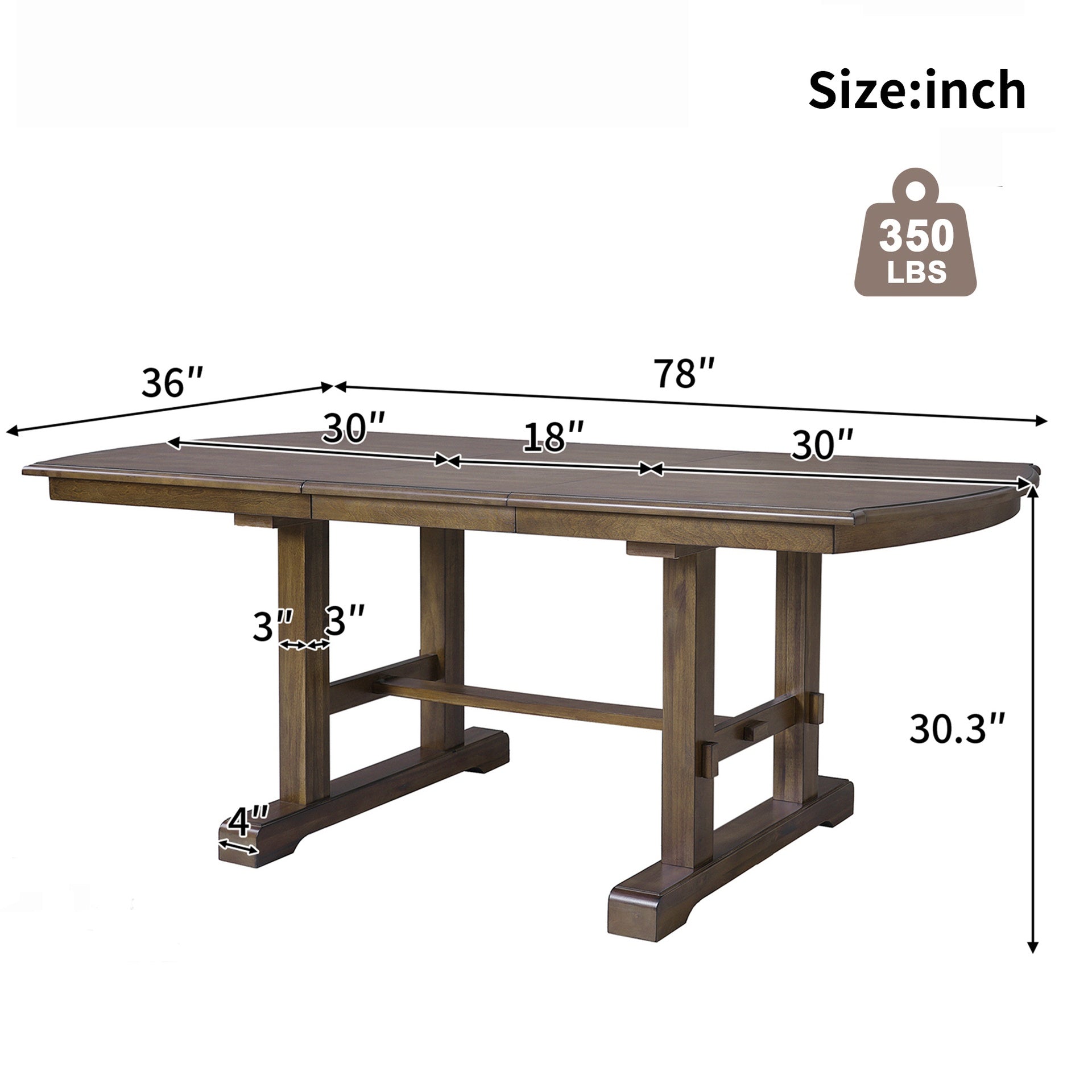 60"-78" Extendable Dining Table, Farmhouse Wooden Kitchen Table with Removable Leaf, Large Expanding Table for 4-8 (Brown)