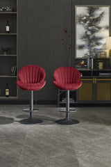 Bar Stools Set of 2 - Adjustable Barstools with Back and Footrest, Counter Height Bar Chairs for Kitchen, Pub -RED
