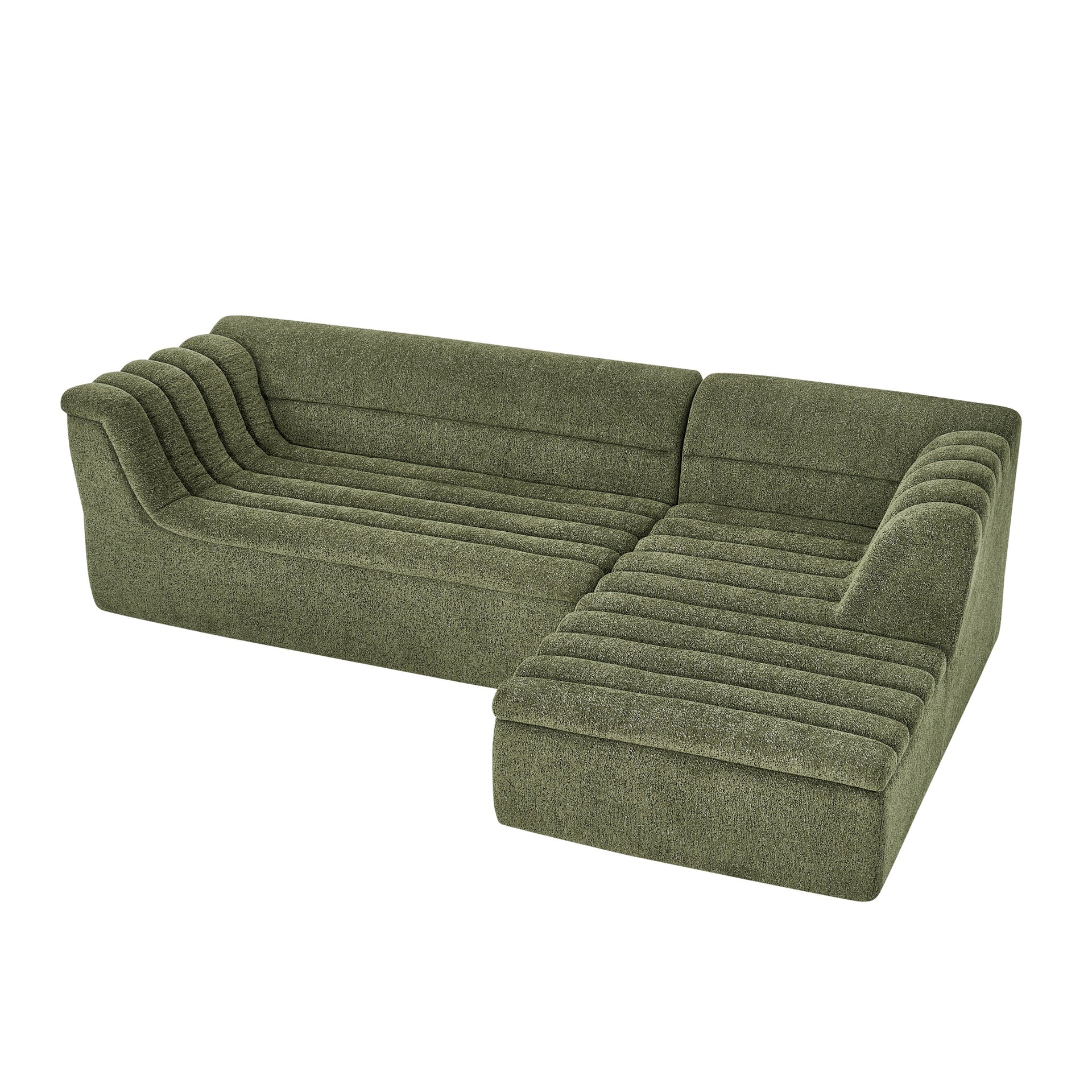 106" L-Shaped Modular Sectional Sofa with Chaise for Living Room, Chenille Upholstered Boneless Couches with Wave-Shaped Armrest, No Pillows Included