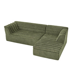 106" L-Shaped Modular Sectional Sofa with Chaise for Living Room, Chenille Upholstered Boneless Couches with Wave-Shaped Armrest, No Pillows Included