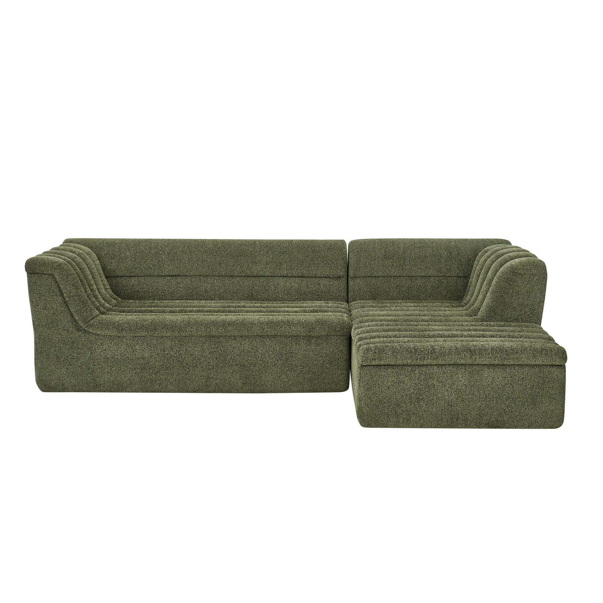106" L-Shaped Modular Sectional Sofa with Chaise for Living Room, Chenille Upholstered Boneless Couches with Wave-Shaped Armrest, No Pillows Included