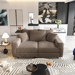 82.7 " Plush Corduroy 3-Seat Sofa,Modern Comfy Upholstered Sofa Cloud Couch,Deep Seat Couches with Soft Pillows,Convertible Deep Seat Sofa Lounge Chair for,Camel(ETA:8.28)