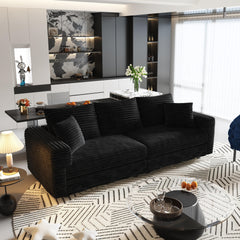 82.7 " Plush Corduroy 3-Seat Sofa,Modern Comfy Upholstered Sofa Cloud Couch,Deep Seat Couches with Soft Pillows,Convertible Deep Seat Sofa Lounge Chair,Black(ETA:8.28)