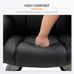 HOMCOM Massage Recliner Chair with Ottoman Footrest, 10 Vibration Points, 360° Swivel Reclining Chair, Faux Leather Living Room Chair with Side Pocket and Remote Control, Black