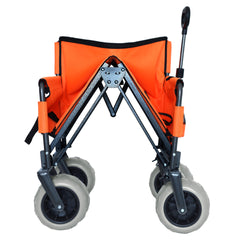 3-in-1 Folding Wagon with Bench Seat – patent protection, Includes 1 ice pack, 500lbs Capacity, 9"x4" Beach Tires for Camping & Beach, orange