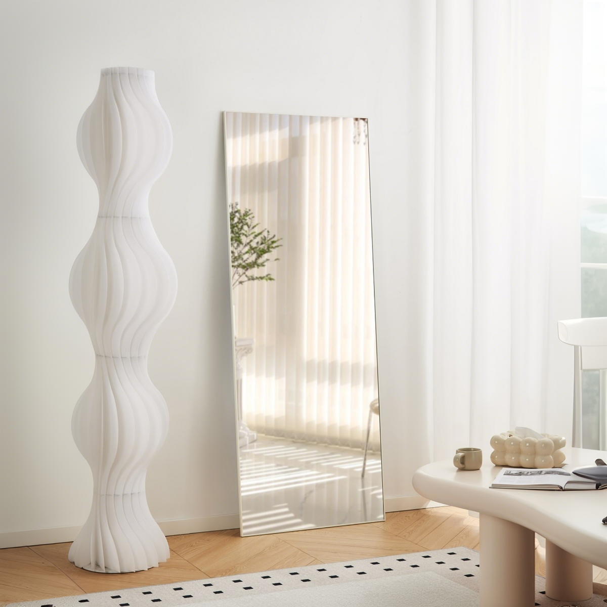70" x 31" Full Length mirror white  Aluminum Alloy Frame, leaning or Wall Mounted, High Definition, Shatter-Proof, Ideal for Bedroom, Living Room, Corridor - Modern Home Decor