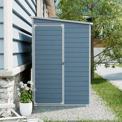 4x8ft Outdoor Storage Shed with Floor Resin shed with Two-Window, Waterproof ,Lockable Doors for Patio,Yard,Lawn --Gray (W540S00043)