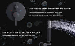 Shower System Shower Faucet Combo Set Wall Mounted with 10" Rainfall Shower Head and handheld shower faucet, Matte Black Finish with Brass Valve Rough-In