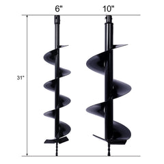 Auger Drill Bit for Planting Hole, Bulb Bedding Digging Post Hole Planting Tool for 3/4" Shaft Auger,Hole Digger Replacement Auger Bits Earth Auger Digging Bit 6IN+10IN
